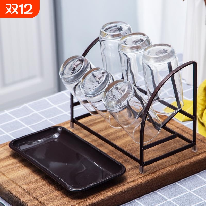 玻璃杯架子倒挂挂架家用奶瓶沥水六杯架厨房客厅茶杯收纳置物架