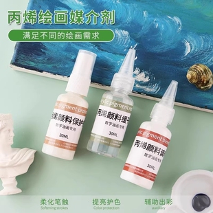 丙烯颜料调和液缓干剂数字油画专用媒介保护剂增光泽亮度防水防晒