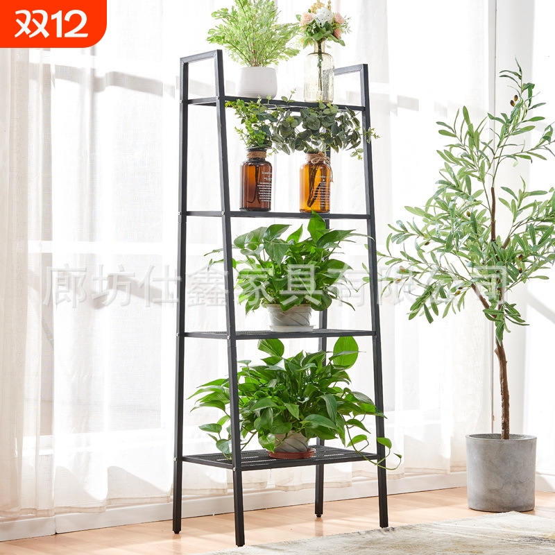 储物架厨房多层置物架落地铁艺书架置地式收纳架阳台客厅花架零食