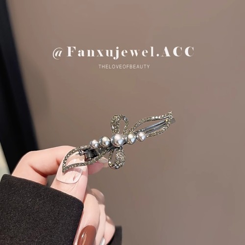 高级感水钻珍珠发夹女新款刘海侧边夹前额碎发夹子新中式发卡头饰