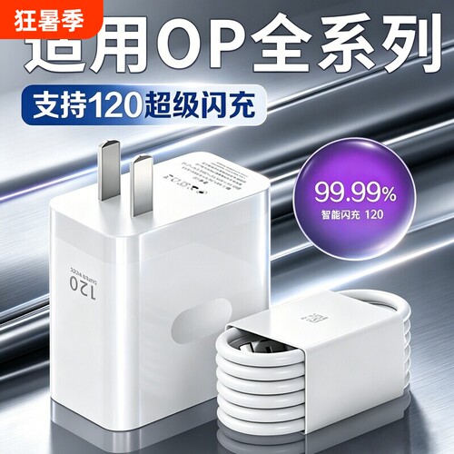 120W闪充头原装手机充电器快充超级闪充数据线适用于OPPO真我R17/Reno6/R17/A91K7xFindX2X3pro80W套装type-c