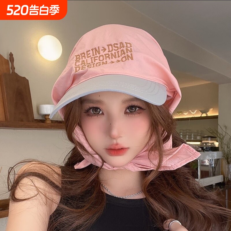 美式绑带头巾鸭舌帽子女春夏季遮阳防晒格纹嘻哈田园风三角包头帽