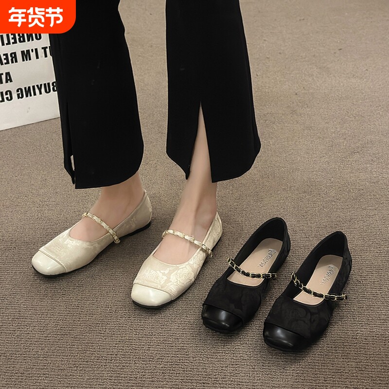 单鞋女新中式2026新款春夏季国风气质平底配裙子刺绣旗袍玛丽珍鞋
