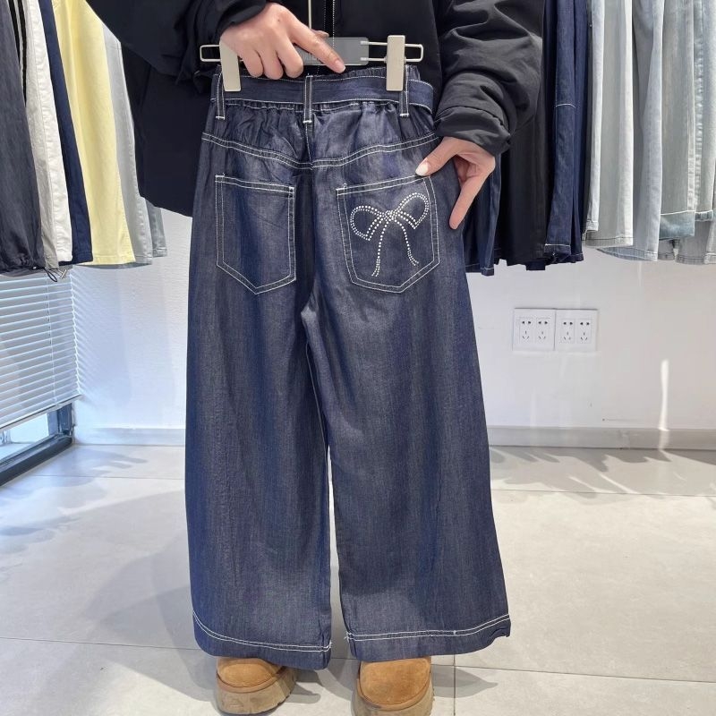 童装韩版宽松直筒裤女童轻薄阔腿牛仔裤中大童夏季天丝透气防蚊裤