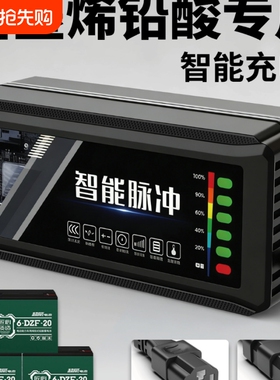 电动车电瓶充电器48V12AH60V20A72V35专用铅酸石墨烯电池超威天能