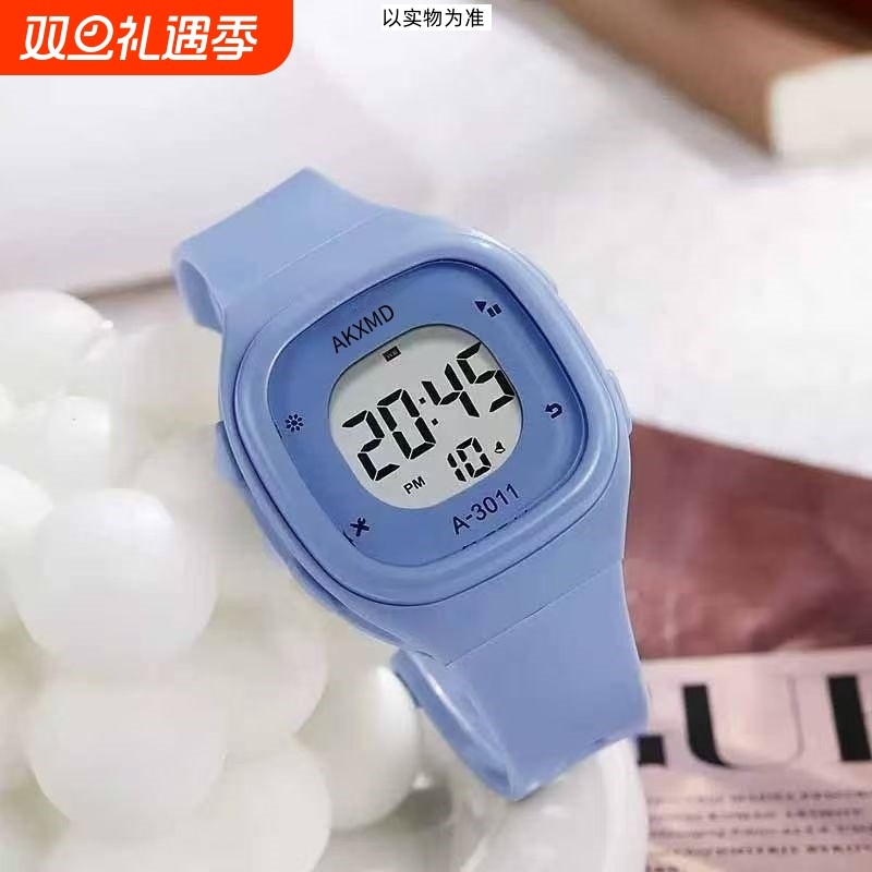 电子手表简约初高中生小学生男女方形运动夜光显示普通防水手链