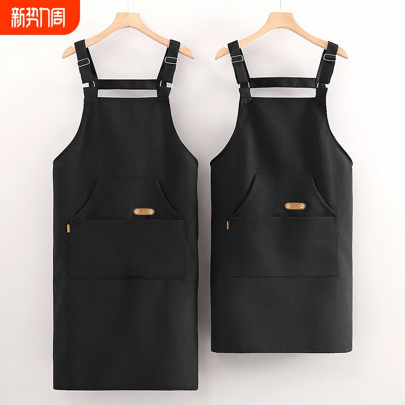 时尚长款背带围裙厨房餐饮专用防污透气工作服男女同款居家耐脏