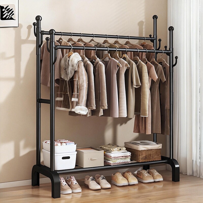 晾衣架落地卧室家用挂衣架衣服架子简易衣帽架室内晾衣杆子收纳