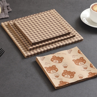 食品级防油纸垫纸烘焙吸油纸炸鸡薯条小熊和格子款垫盘纸三明治纸
