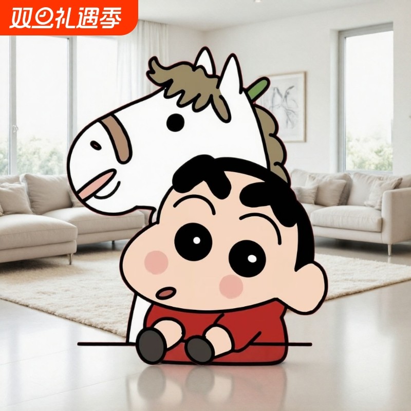 新年蜡笔小新玻璃房门窗浴室贴纸