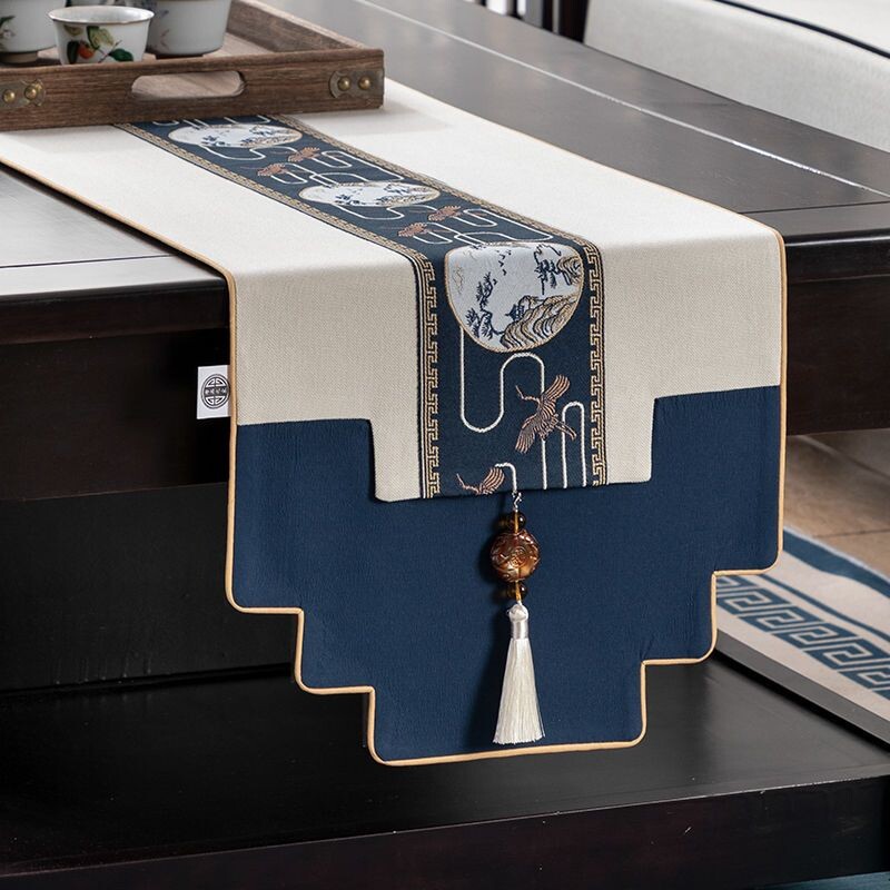 桌旗中式新中式防水防滑玄关餐桌茶几长方桌防水长条旗电视柜盖布