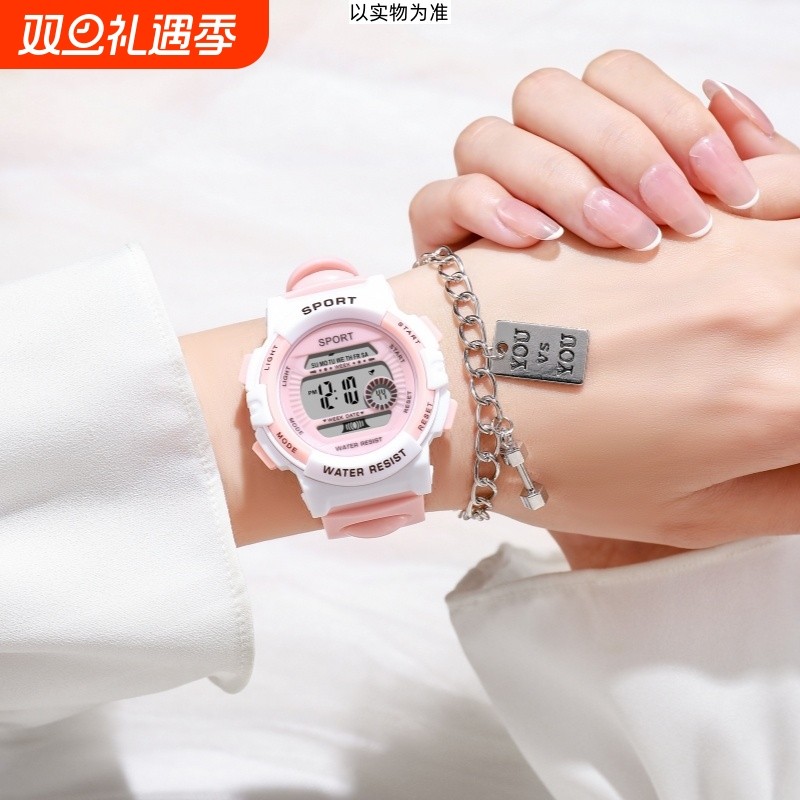 时尚百搭新款高颜值ins风男女夜光电子表初高中学生简约显示普通