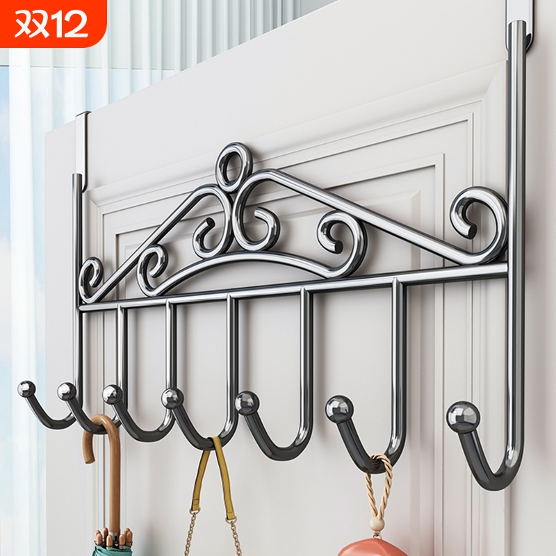 免打孔门后挂钩置物架厨房浴室铁艺门上挂衣架壁挂免钉无痕衣帽钩