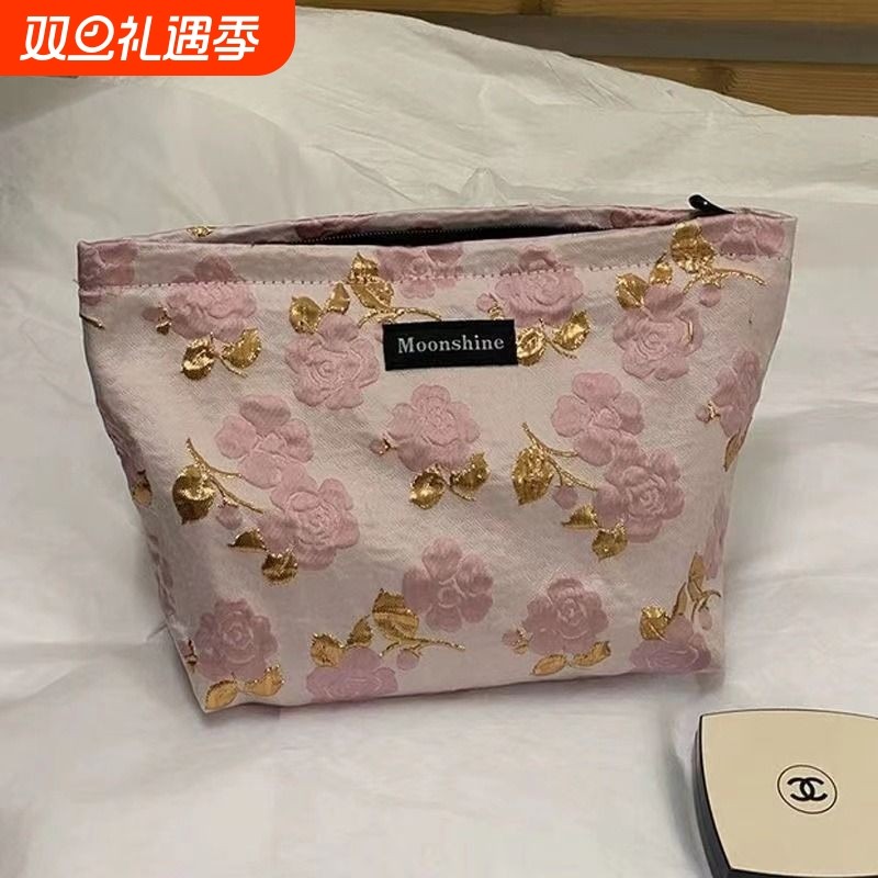 新款小香风便携旅行化妆包大容量化妆品洗漱收纳袋姨妈巾收纳包