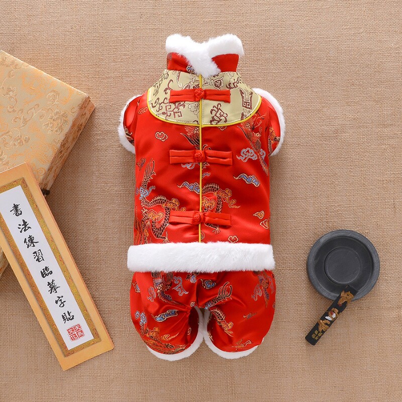 狗狗唐装秋冬价格宠物衣服泰迪比熊过新年中式汉服猫咪拜年服