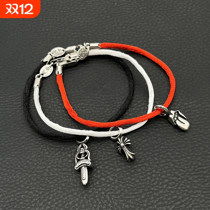 ODEK高级经典十字架手链鸢尾花转运红绳桃心手绳情侣本命年小众
