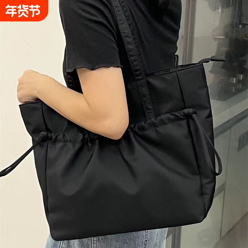 学生上课帆布托特包女简约2023新款帆布大容量上班通勤手提单肩包