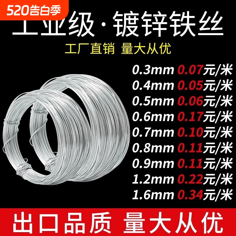 铁丝线细铁丝镀锌铁丝diy手工扎线软陶泥塑骨架花材料家用钢丝绳