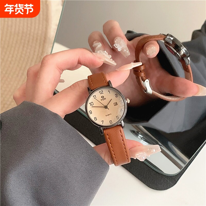 公务员考试专用手表女款初高中学生2025新款只看时间复古简约石英