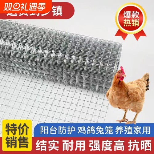 镀锌钢丝网加粗超硬铁丝网鸡鸭鹅养殖网封窗网防猫防护铁网格网