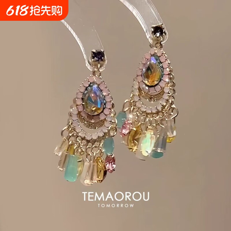 罗马度假耳环波西米亚梦网流苏耳坠2025年爆款耳饰适合方圆脸水滴