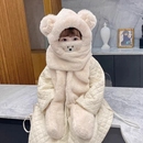 儿童帽子秋冬季 洋气 保暖围巾一体帽男女童口罩手套毛绒帽加绒时尚