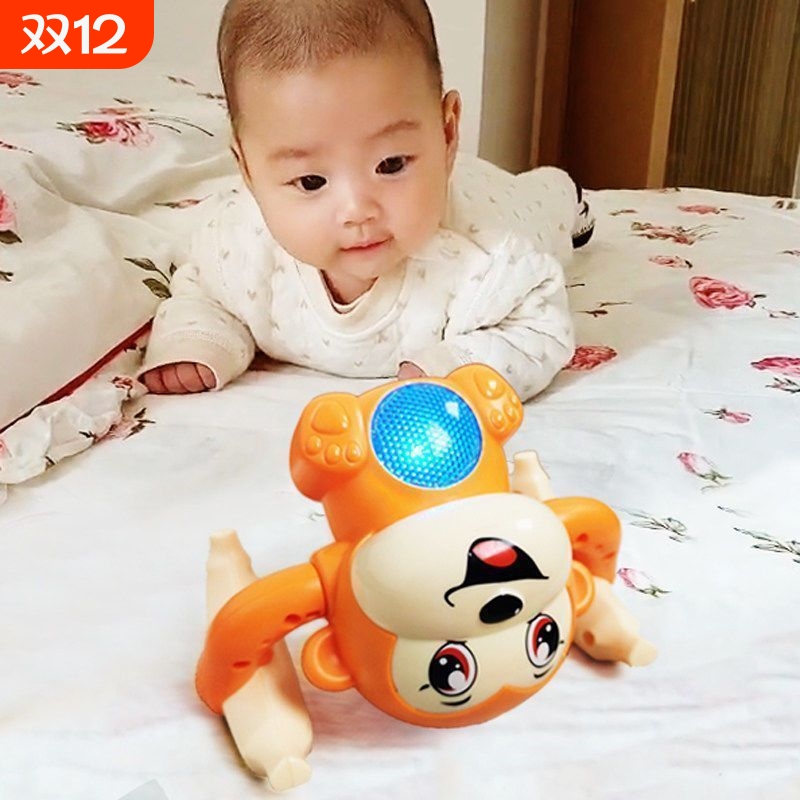 儿童电动翻滚猴子玩具早教音乐翻跟斗益智婴儿爬行男抬头发光唱歌