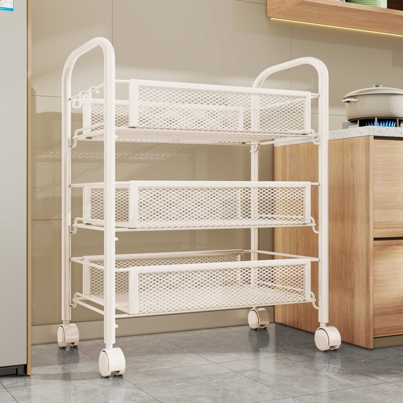 厨房置物架落地可移动小推车