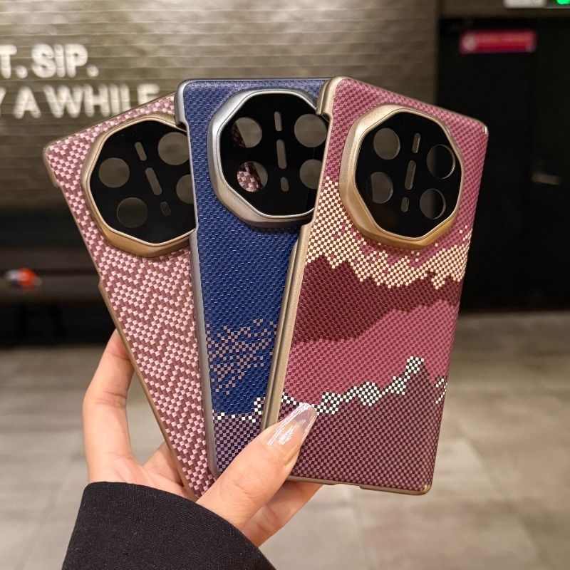 适用于华为mate x3磁吸双中轴手机壳新款碳纤维波浪纹X5典藏版铰链保护套凯夫拉纹X6先锋版亲肤手感精孔镜头