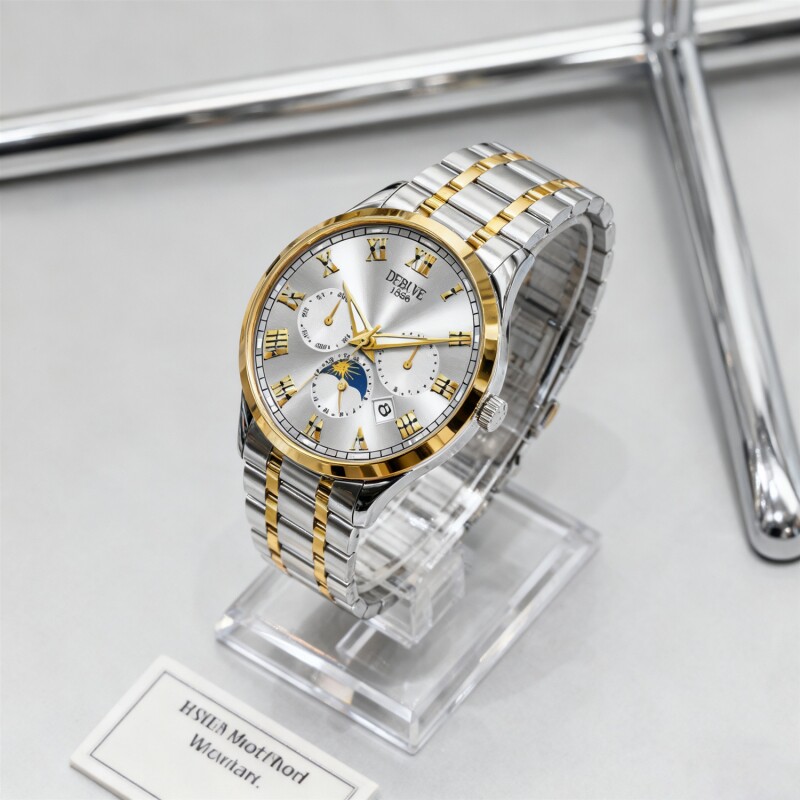 手表男款机械风全自动防水高级感全自动男表数字双日历防水腕表男