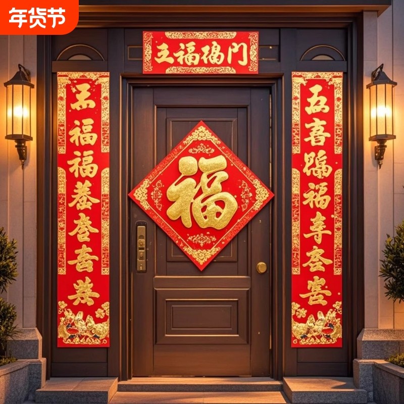 马年对联2026新款高档春联家用大门新年春节烫金福字门贴立体新春,节庆用品/礼品,对联,淘宝优惠券,粉丝福利购,淘宝优惠卷