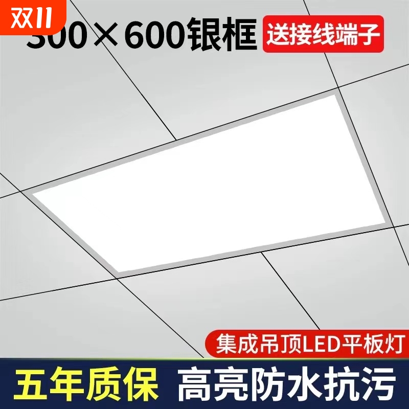 厨房吸顶灯30x60天花板铝扣板灯集成吊顶灯面板灯厨卫灯300x600