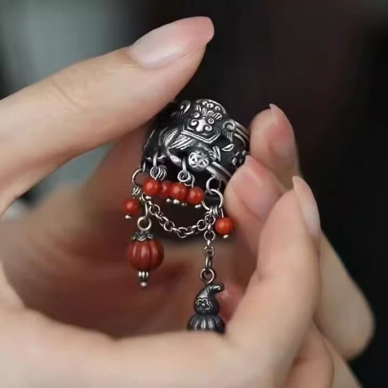 「醒狮踩绣球」醒狮滚绣球滴溜戒指国风新中式古典开口戒舞狮尾戒