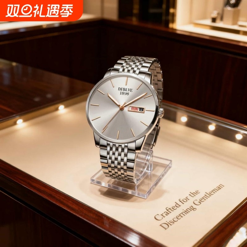 腕表高级感男士男款手表全自动非机械表正品名牌钢带商务防水石英