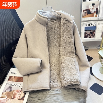 秋冬款外套女加绒加厚摇粒绒