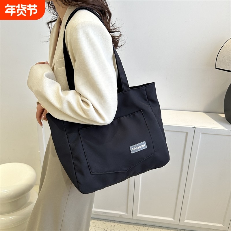 大容量帆布包包女士单肩手提包上班通勤时尚大包托特包学生补习袋