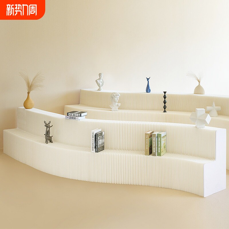 长条展台展示架阶梯式展示台包包货架折叠摆台双层落地中岛展示柜