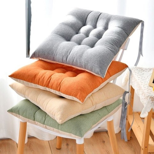 爆款坐垫椅垫屁垫大学生棉麻绑带板凳教室春夏办公室防滑牛奶绒