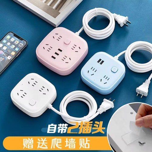 两脚插座2脚插头排插二项拖线板多功能带usb两孔扦座插排电源家用