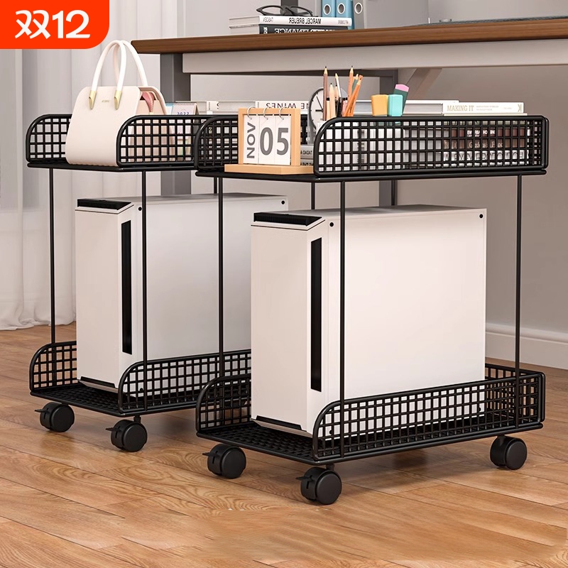 可移动双层镂空主机托架铁质