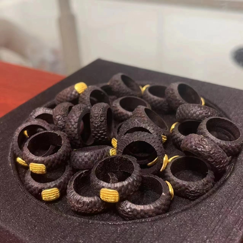 沉香木跑环镶嵌五条经贴片龙跑环DIY文玩配饰手串配件手工饰品