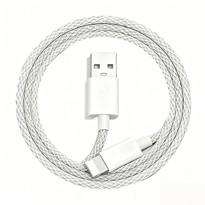 新款炫彩编织数据线USB接口适用苹果iPhone5-14系列1.5米单条灰色