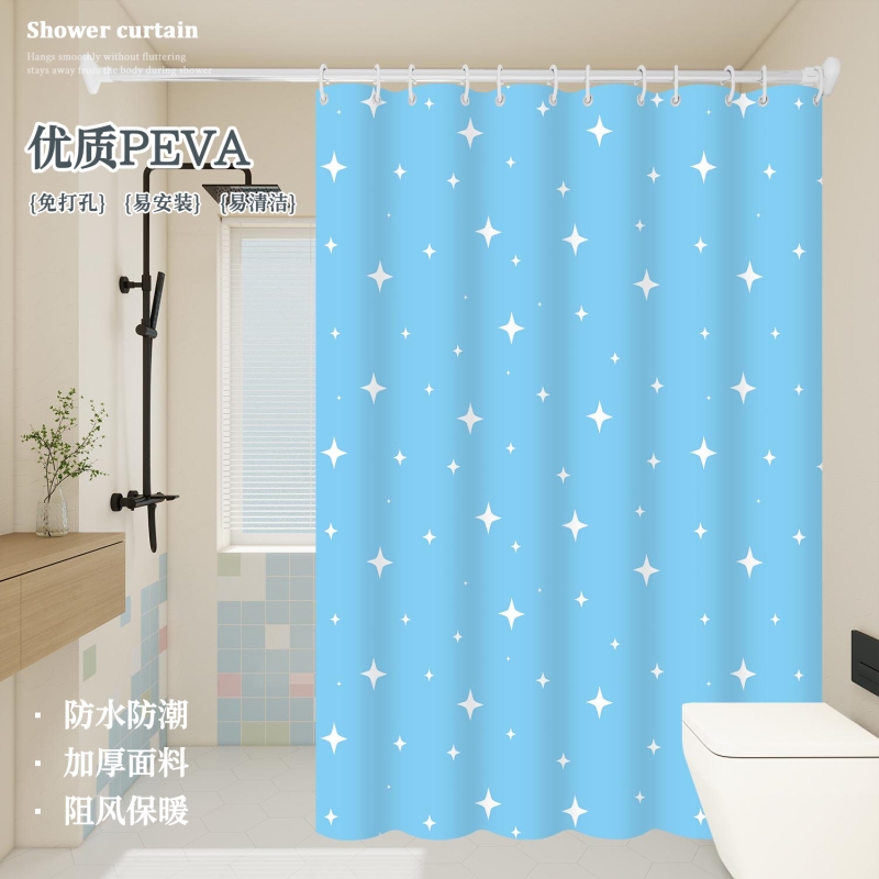 浴帘浴室洗澡帘卫生间窗帘门帘免打孔套装防水防霉淋浴隔断帘