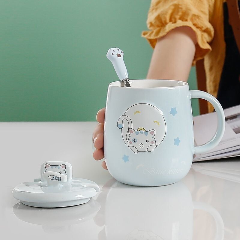 高颜猫咪马克杯创意简约情侣陶瓷水杯套网红生日礼盒闺蜜姐妹礼品