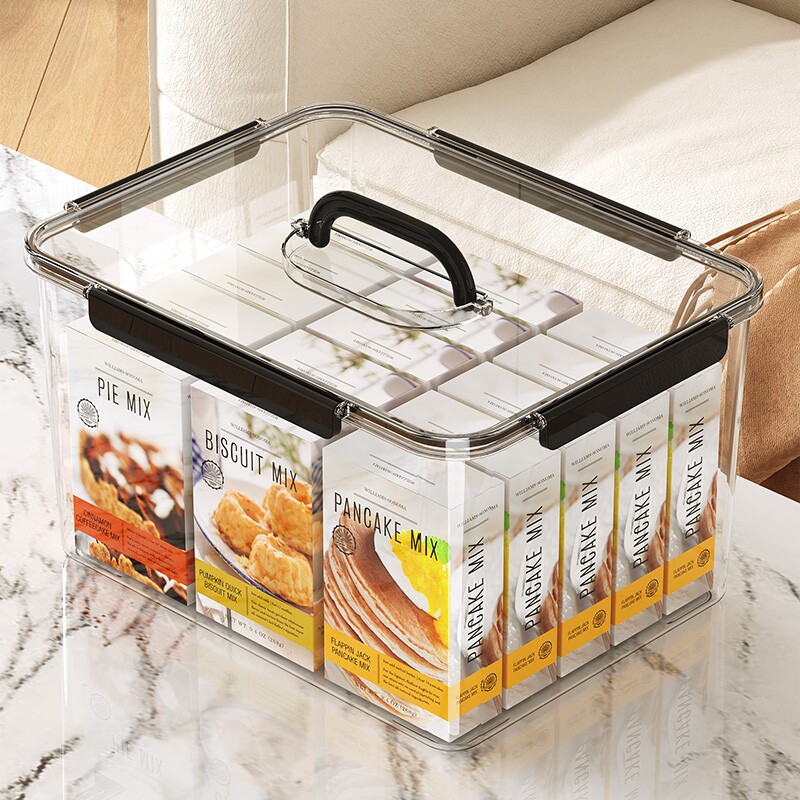 手提透明收纳箱家用加厚衣服玩具零食书本大容量整理盒塑料储物筐