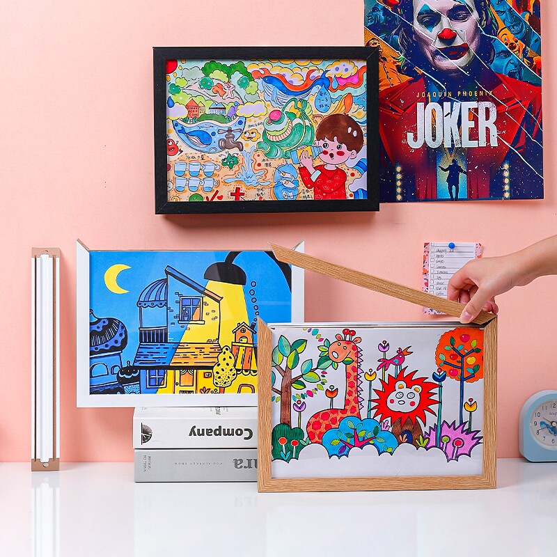 磁吸快拆画框儿童收纳存储展示画框装裱一体A4A3奖状8K作品墙装