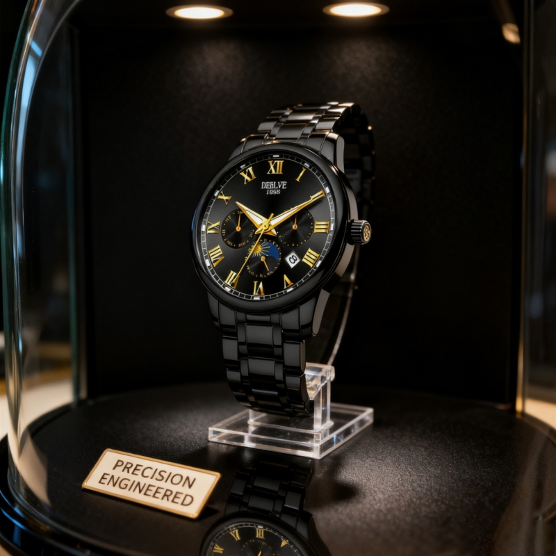 手表男款机械风全自动防水高级感全自动男表数字双日历防水腕表男