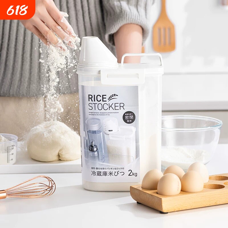 新款厨房用面粉桶食品级PP装米桶小麦防潮防虫收纳盒杂粮豆类储物