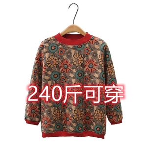 加肥加大妈妈上衣中老年加绒卫衣保暖打底衫女秋冬200斤大码t恤潮