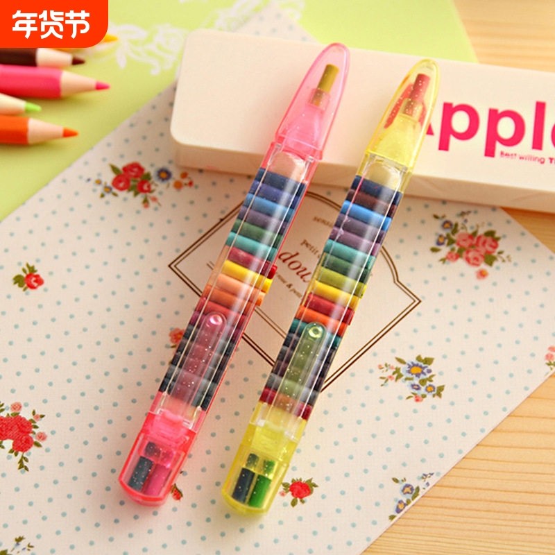 蜡笔diy彩虹彩铅创意个性20色多功能绘画笔可爱便携学生涂鸦色彩不脏手重彩多色,文具电教/文化用品/商务用品,蜡笔,淘宝优惠券,粉丝福利购,淘宝优惠卷